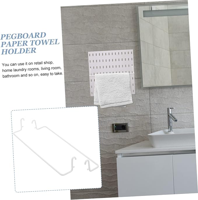 2-Pack White Stainless Steel Pegboard Rag Rack Extendable Paper Towel Holder - Image 5
