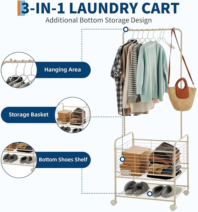 GarveeHome Metal Laundry Cart - Image 5