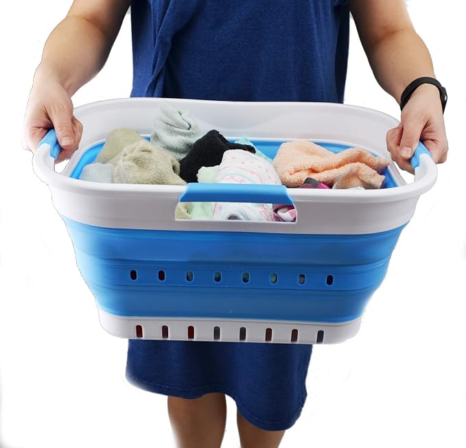 SAMMART 19L Collapsible Super Mini 3 Handled Plastic Laundry Basket - Image 7