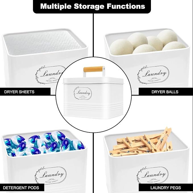 Dryer Sheet Container with Lid for Laundry Room Organization and Storage - Image 5