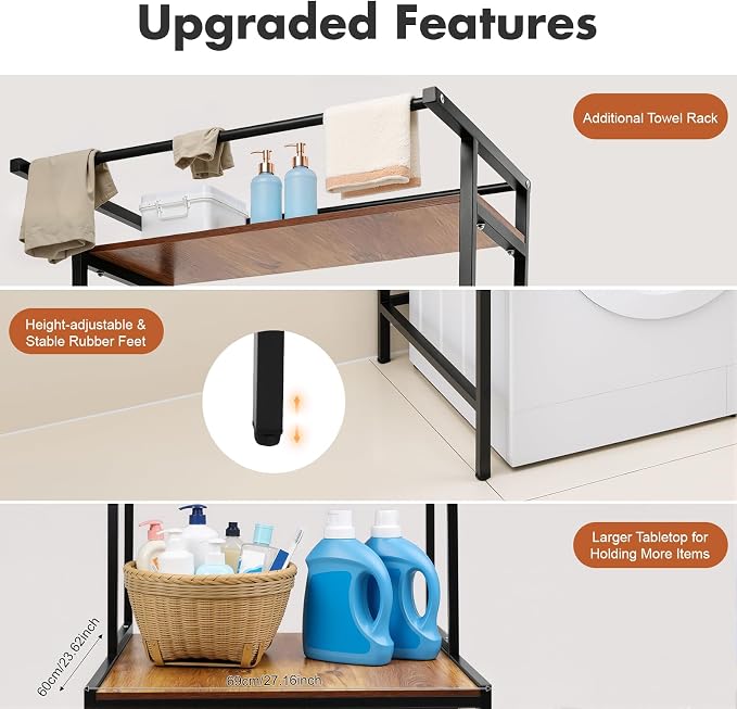Over The Washer and Dryer Storage Shelf, 3-Tier Laundry Organizer - Image 7