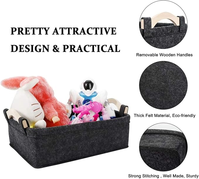 Small Storage Baskets Felt Rectangle Basket Storage Bins - Image 5