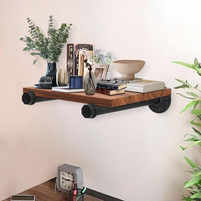 2 Pcs 12 Inch Industrial Pipe Clothes Rack DIY Wall Mounted, Heavy Duty Rustic - Image 6