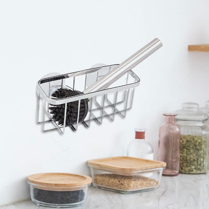 Stainless Steel Rack Drain Basket Sink Dish Drainers Wall Grid Panel Display - Image 4