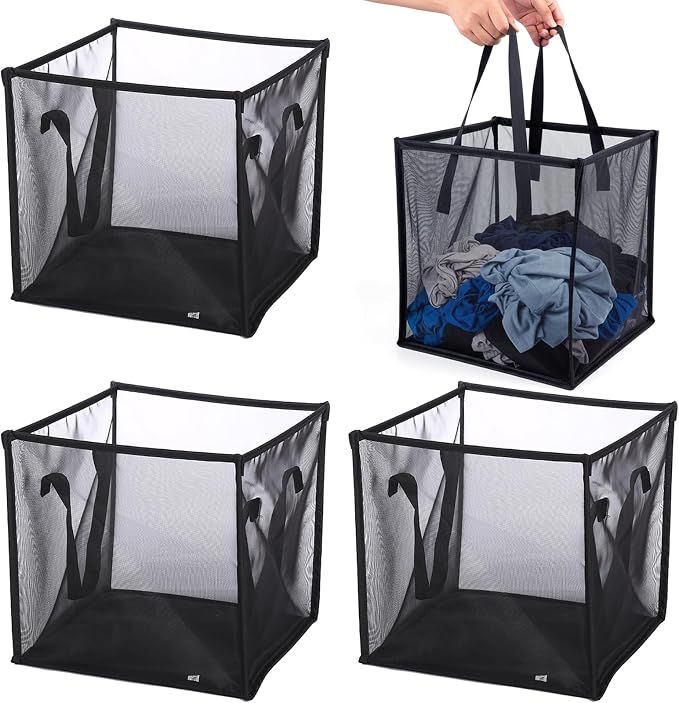 SOUJOY 4 Pack Popup Laundry Hamper, Collapsible Mesh Laundry Baskets by SOUJOY