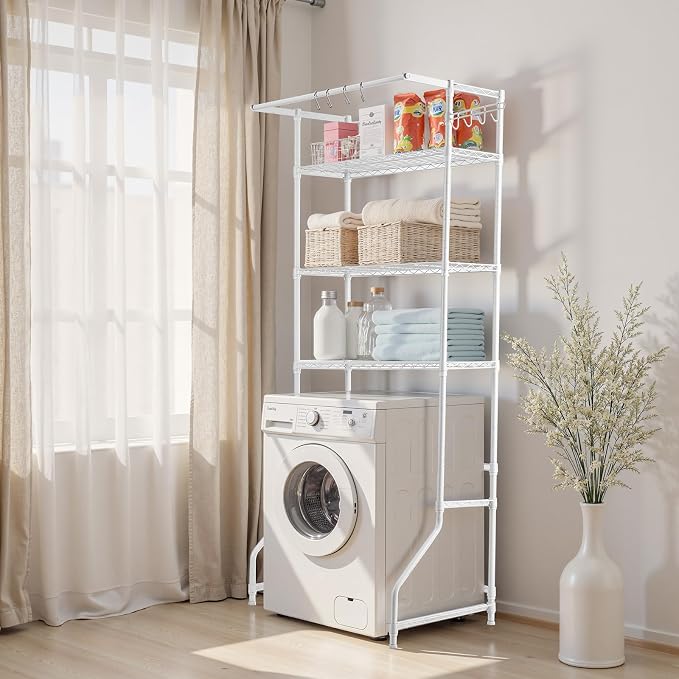 VEVOR Over The Washer and Dryer Storage Shelf, 3 Tier Laundry Room Drying Rack - Image 2