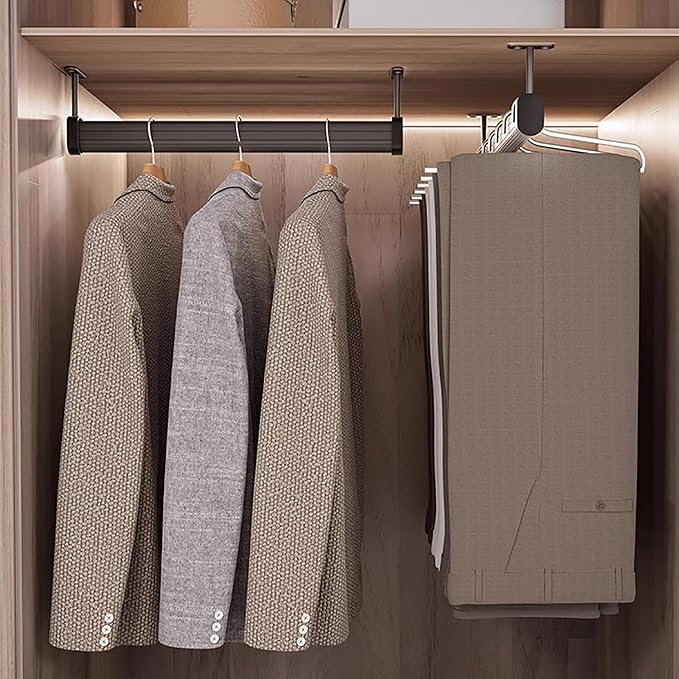 Top Mounted Closet Hanging Rod, Metal Wardrobe Pole - Image 8