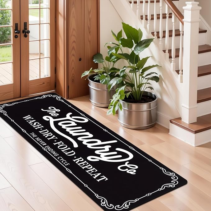 Pauwer Laundry Room Rug Runner 20"x60" Waterproof Rubber Laundry Mat Non Slip - Image 6