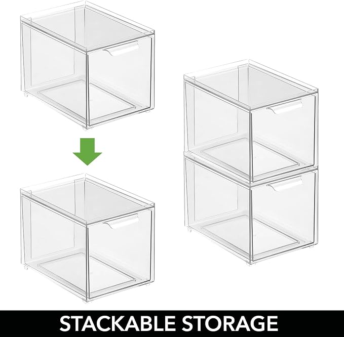 mDesign Shoe Storage Box with Drawer – Sturdy Plastic Storage Box - Image 5