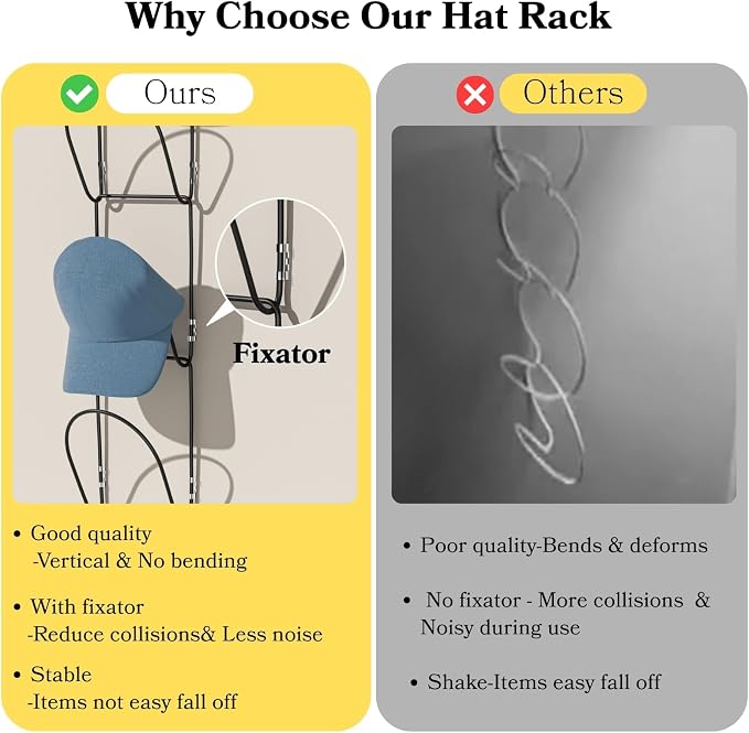 10Pack Over The Door Hat Organizer - Image 5