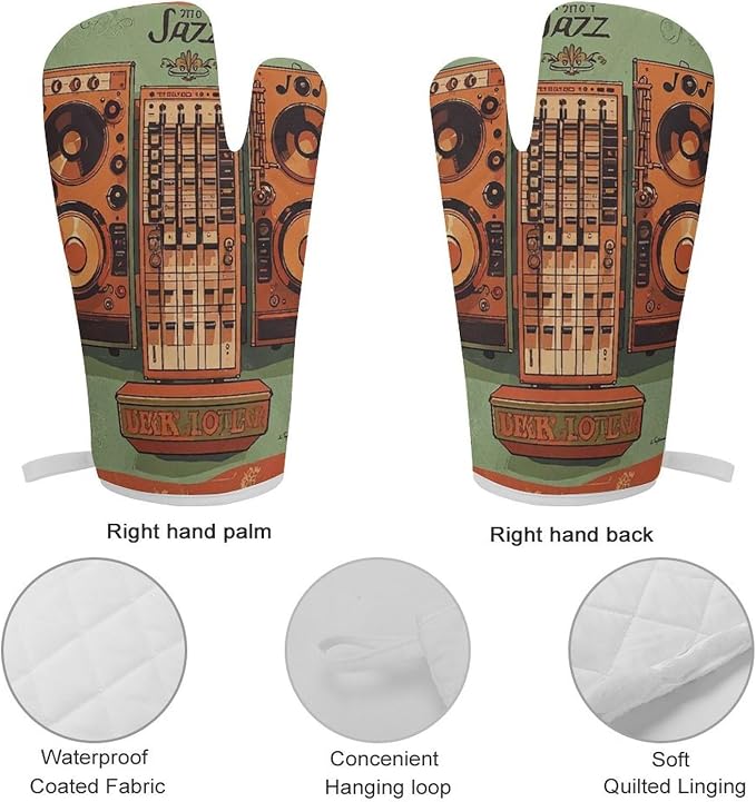 Jazz Music Equipment Oven Mitts and Pot Holders Sets Heat Resistant Kitchen - Image 5