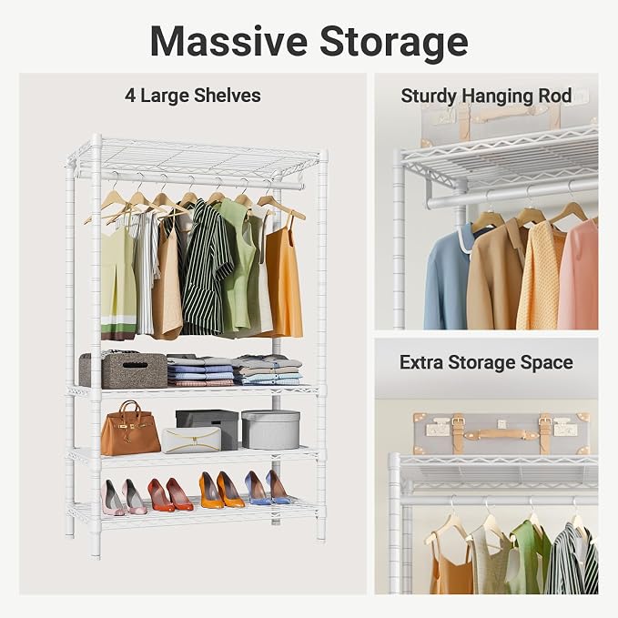 VIPEK V1 Wire Garment Rack 4 Tiers Heavy Duty Clothes Rack - Image 6