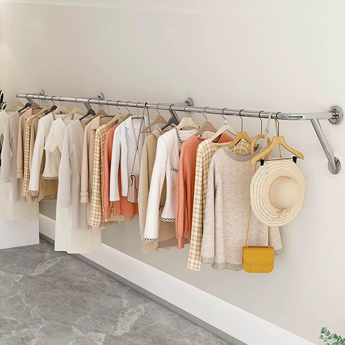 Stainless Steel Wall-Mounted Clothes Bar Rack by Unknown