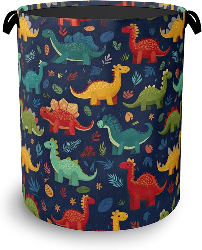 Cute Dinosaur Laundry Hamper, Fern Plants Dirty Clothes Laundry Basket by Unknown