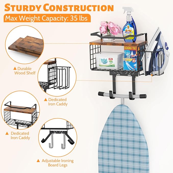 Ironing Board Hanger Wall Mount, 2-Layer T&Y Iron Board Holder - Image 2