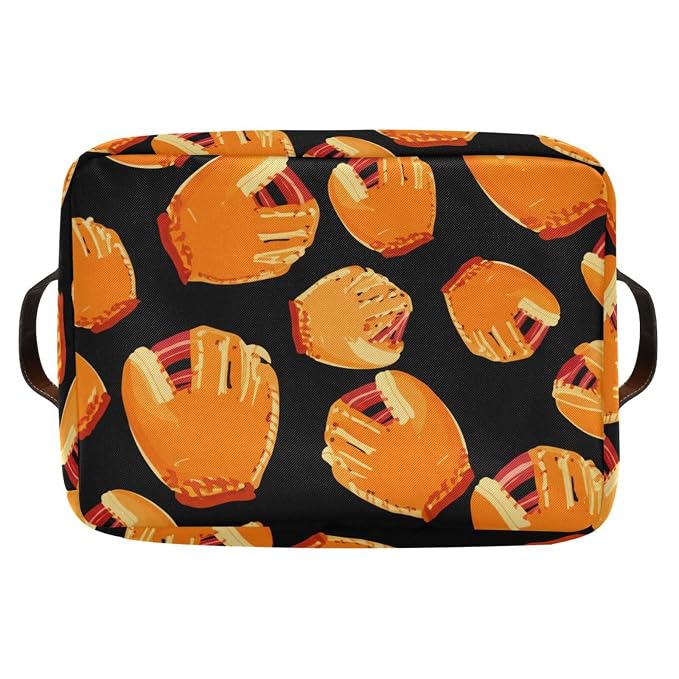 Baseball Glove Black Rectangular Storage Bin Basket - Image 8