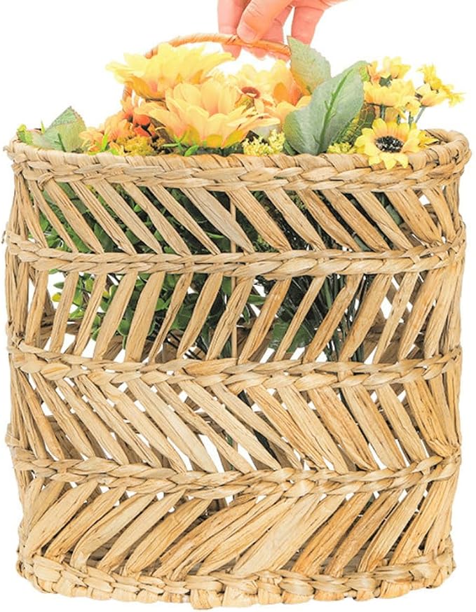YOUEON Large Woven Hanging Storage Basket, Handwoven Front Door Flower Baskets - Image 9