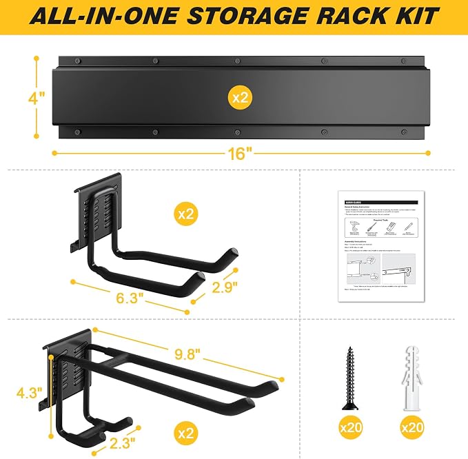 32 Inches Garage Storage, Garage Organization, Wall Mount Garden Tool Organizer - Image 5