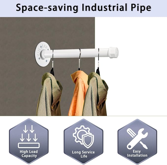 Sumnacon 2 Pcs 10 Inch Industrial Pipe Clothes Bar - Image 2