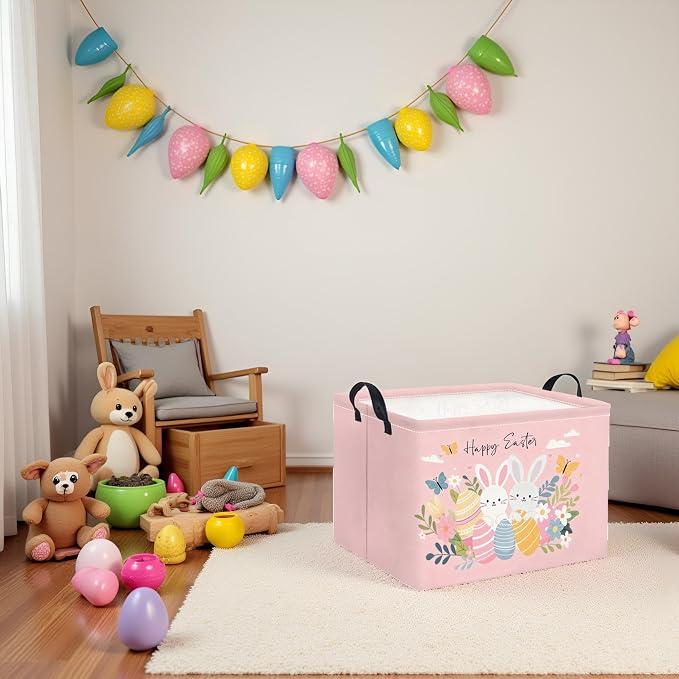 Rectangular Easter Basket for Home Kitchen Baby Girls Basket Cute Storage Bin - Image 4
