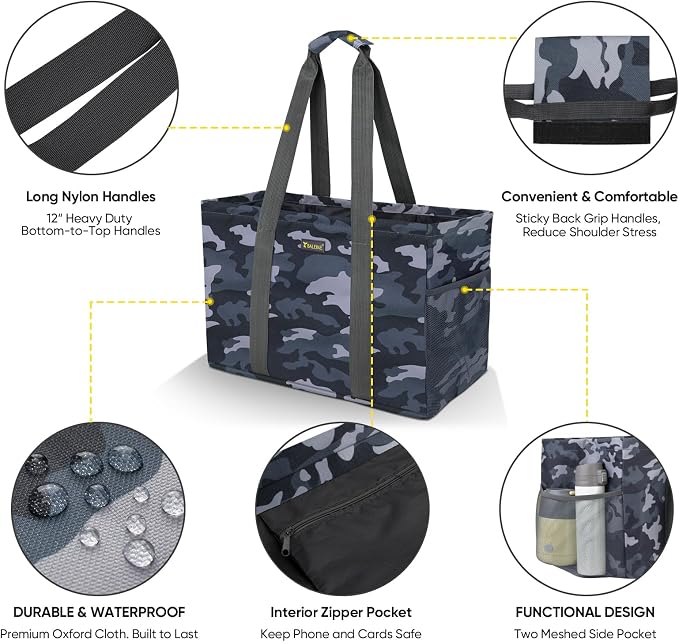 BALEINE Soft 9 Gallon Extra Large Utility Tote, Foldable Reusable Storage Bag - Image 6