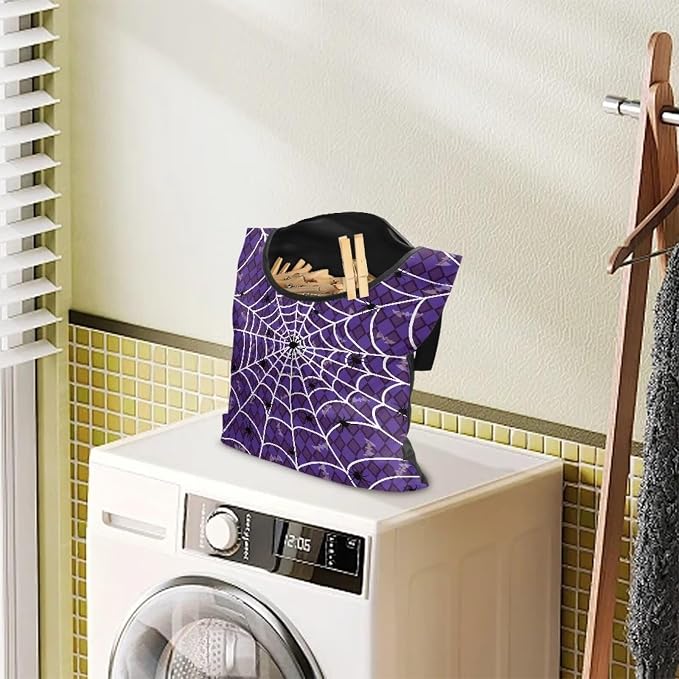 Purple Cobweb Pin Collector Bag Reusable Clothespin Storage Organizer Wall - Image 2