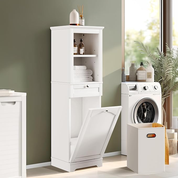 YITAHOME 53" Tall Tilt-Out Laundry Storage Cabinet, Hidden Hamper by YITAHOME