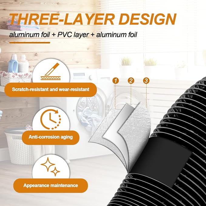 Cenipar Flexible 4 Inch Air Aluminum Ducting Vent Hose Black Thick Layer - Image 4
