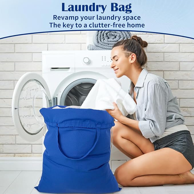 Laundry Bag with Handles & Drawstring Closure 27.6”Wx35"H, Thick Laundry Bag - Image 8