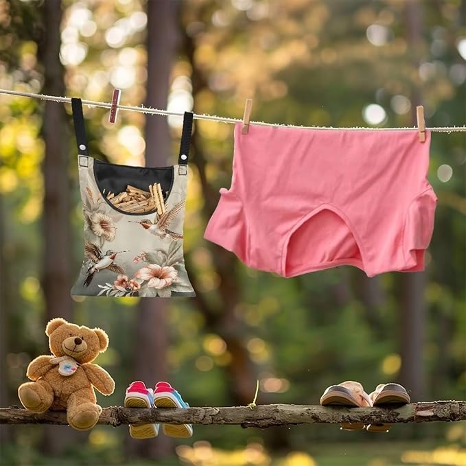 Hummingbird Laundry Clothespin Bag Clothes Pins, Polyester Clothes Pin Hanging - Image 4