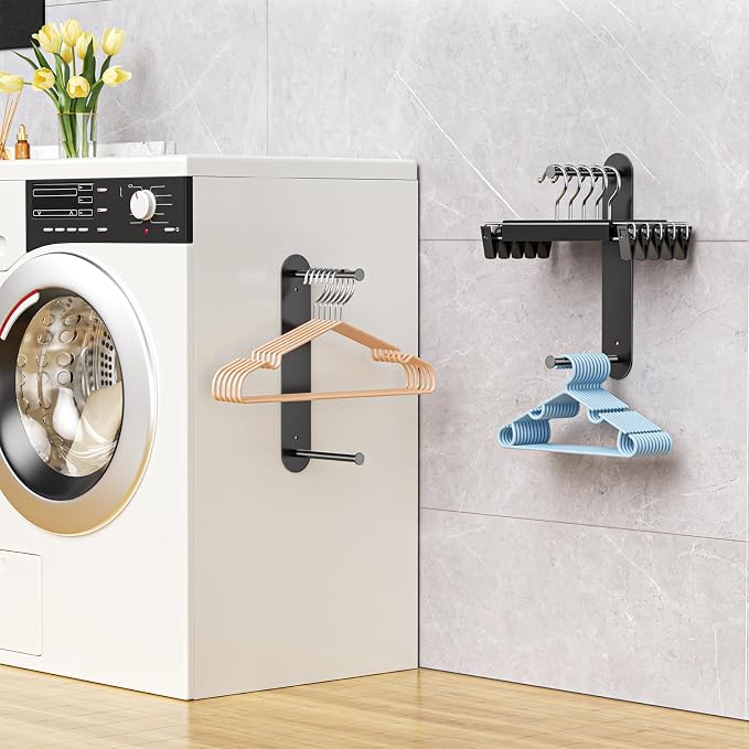 Hanger Holder for Laundry Room, Wall Mounted Clothes Hanger Organizer Stacker - Image 2