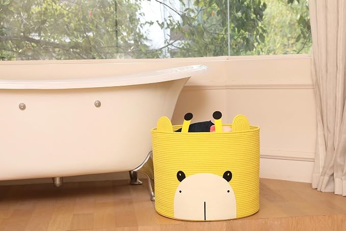 Bear Animal Basket, Large Cotton Rope Storage Basket, Woven Laundry Hamper - Image 2