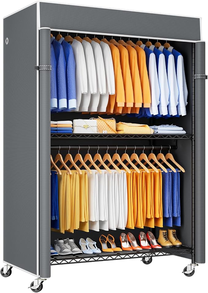 P8C Heavy Duty Clothes Rack（With Extended Width Design） Rolling Clothing Racks by UlifHome