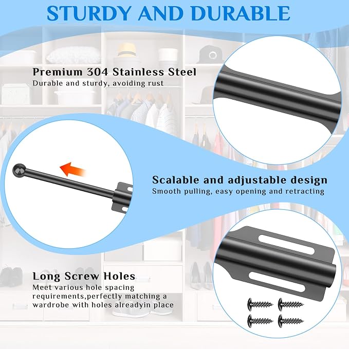 Valet Rod For Closet Pull Out, Standard Retractable closet rod organization rack - Image 6