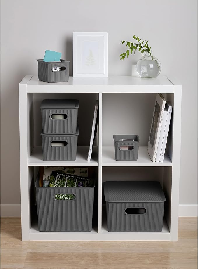 Superio Decorative Plastic Basket Open Home Storage Bins Organizer, 2 Medium - Image 5