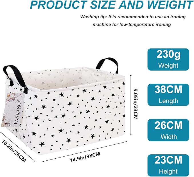 FANKANG Storage Basket, Nursery Hamper Canvas Laundry Basket Foldable - Image 2