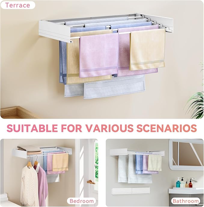 APEXCHASER Wall Mounted Clothes Drying Rack, Towel Racks - Image 5