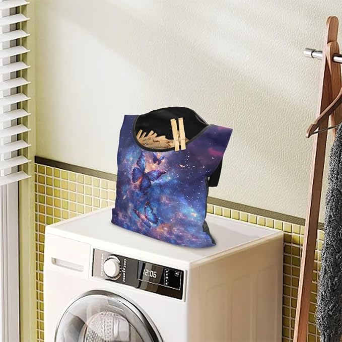 2 Pcs Galaxy Butterflies Print Clothespin Bag - Image 3