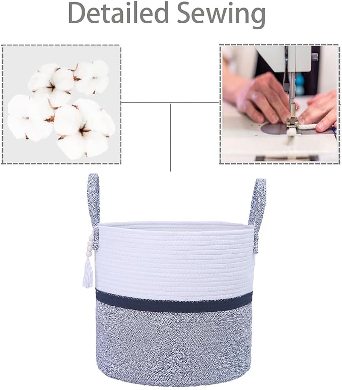 Woven Storage Basket with Handle, Nursery Hamper in Baby Nursery&Bathroom - Image 6