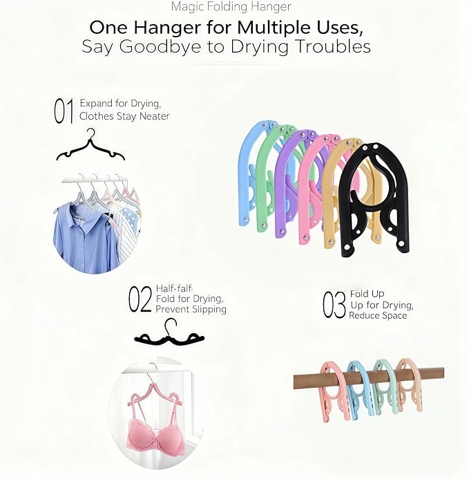 12 Pcs Travel Folding Hangers Cruise Ship Essentials, Portable Plastic Folding - Image 5
