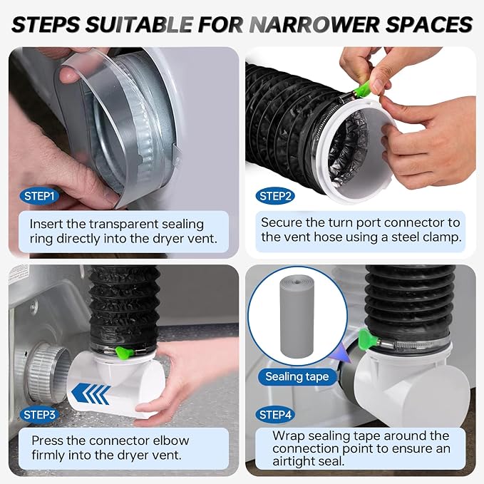 MOPHA 8FT Dryer Vent Hose for Tight Space, 90 Degree Dryer Vent Elbow - Image 6