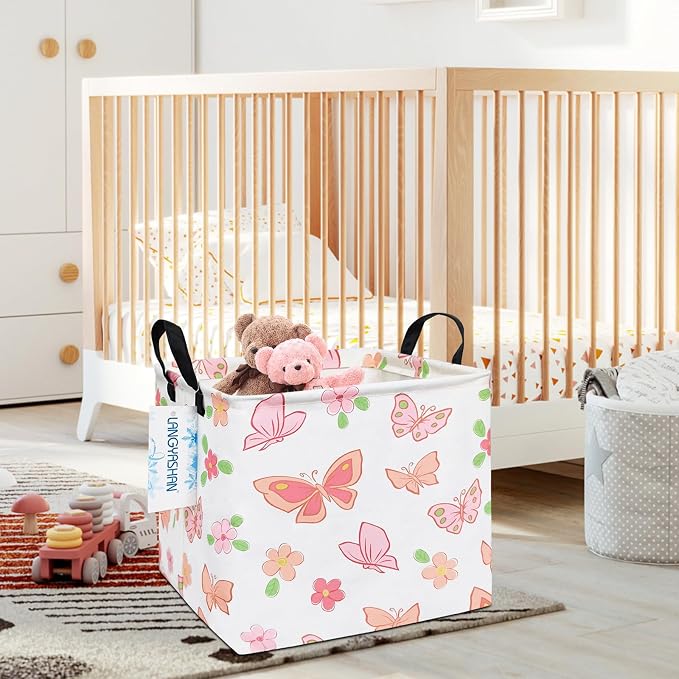 LANGYASHAN Square Storage Baskets Waterproof Canvas Children Laundry Nursery - Image 4