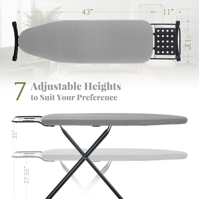 Ironing Board Full Size, RAINHOL 43"x13" Heavy Duty Compact Iron Board - Image 2