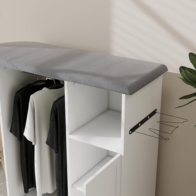 Ironing Cart Cabinet with Rolling Ironing Board, Space-Saving Storage Shelves & - Image 6