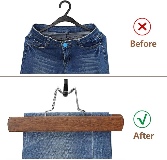 AMKUFO 12 Pack Wooden Pants Hangers - Image 8