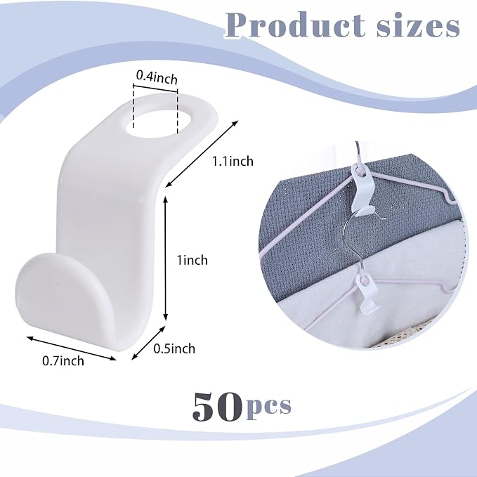 MCPINKY 50PCS Hanger Hooks, Hanger Connector Hooks Closet Space Savers - Image 2