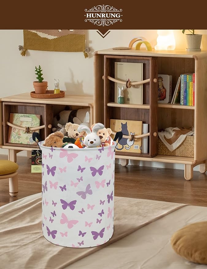 HUNRUNG Laundry Hamper, Large Canvas Fabric Lightweight Storage Basket Toy - Image 8