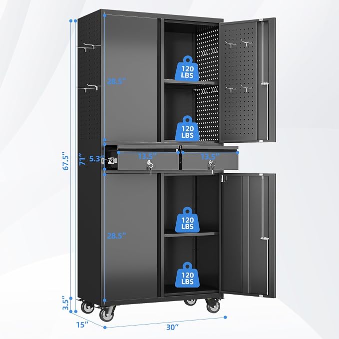 Aobabo 71" H 2 Drawer Metal Storage Cabinet - Image 3