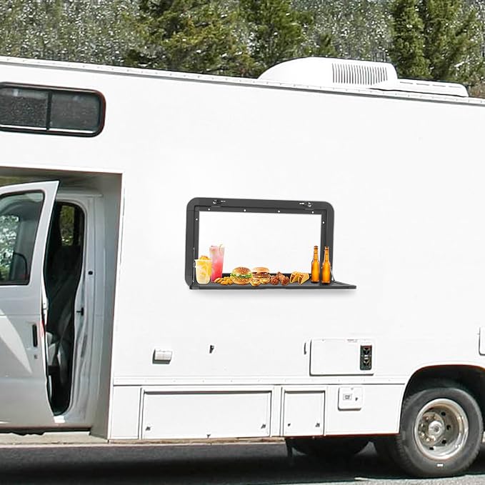 RV Caravan Picnic Folding External Table, Wall Mount Flip Fold Down Desk - Image 2
