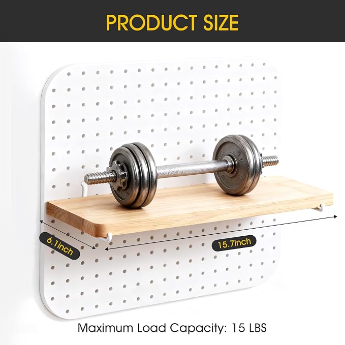 Pegboard Shelf Set of 2, High Stability Wooden Shelf - Image 2